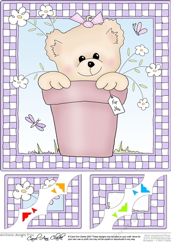 8 x 8 Flowerpot Ted Scalloped corner Topper