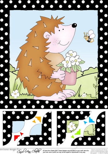 8 x 8 Cute Hedgehog Scalloped corner Topper