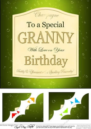 8x8 Birthday GRANNY Champagne Label Scalloped Corner