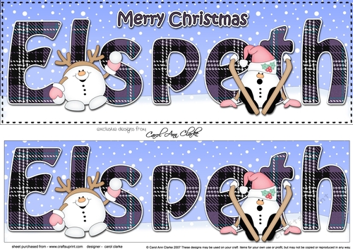 Large DL Merry Christmas ELSPETH 3D decoupage 
