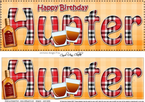Large DL Happy Birthday HUNTER 3D decoupage