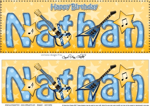 Large DL Happy Birthday NATHAN 3D decoupage