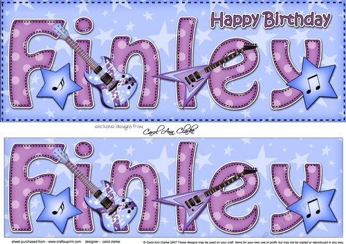 Large DL Happy Birthday FINLEY 3D decoupage