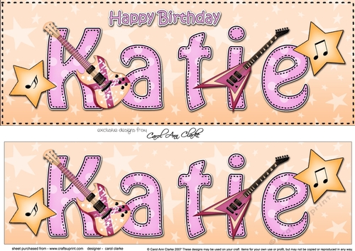 Large DL Happy Birthday KATIE 3D decoupage