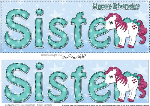 Large DL Happy Birthday SISTER 3D decoupage