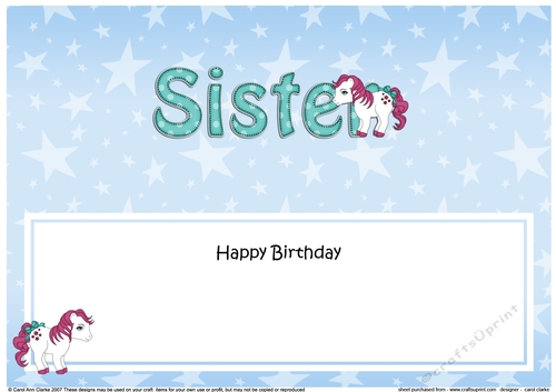 Large DL Happy Birthday SISTER insert