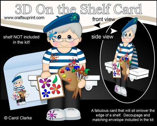 3D On the Shelf Card Kit - Little Artist Marceau is painting En Plein Air
