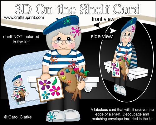 3D On the Shelf Card Kit - Little Artist Clémence is painting En Plein Air