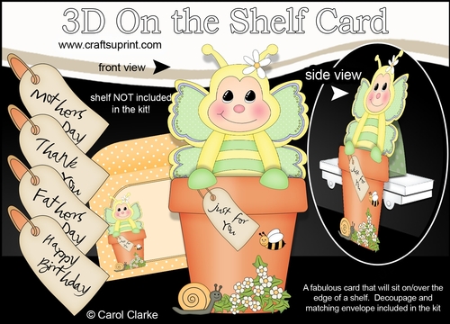 3D On the Shelf Card Kit - Flower Pot Friends Little Butterfly Dizzy