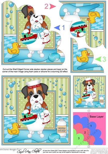 Shell Edged Corner Side Stacker - Bathtub Buddies - Little Boxer Dog