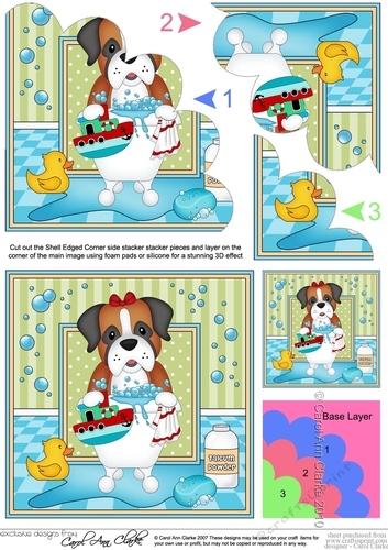 Shell Edged Corner Side Stacker - Bathtub Buddies - Little Boxer Dog