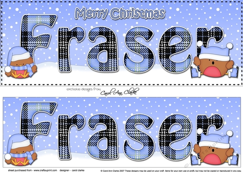 Large DL Merry Christmas FRASER 3D decoupage 