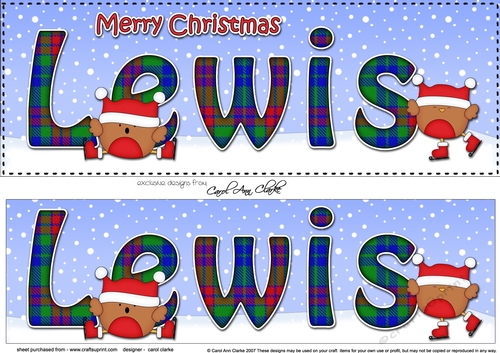 Large DL Merry Christmas LEWIS 3D decoupage 