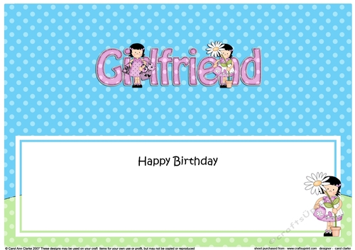 Large DL Happy Birthday GIRLFRIEND insert