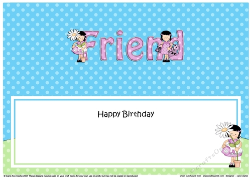 Large DL Happy Birthday FRIEND insert