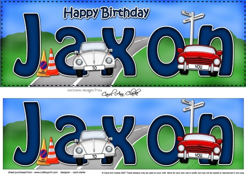 Large DL Happy Birthday JAXON 3D decoupage