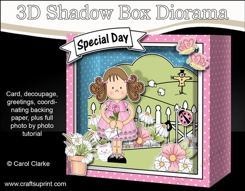 3D Cute Girlz Diorama Shadow Box Card Mini Kit  - Zoe has a Rose
