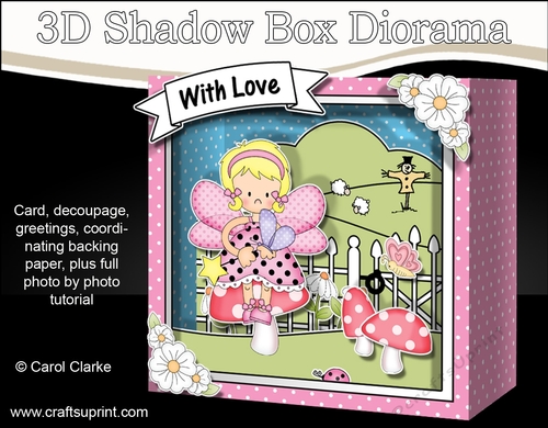3D Cute Girlz Diorama Shadow Box Card Mini Kit  - Fiz Fairy has a Butterfly