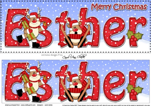 Large DL Merry Christmas ESTHER 3D decoupage 