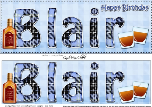 Large DL Happy Birthday BLAIR 3D decoupage
