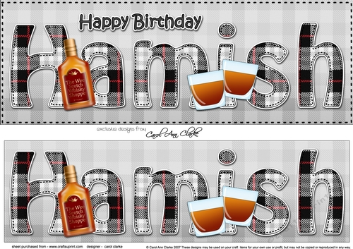 Large DL Happy Birthday HAMISH 3D decoupage