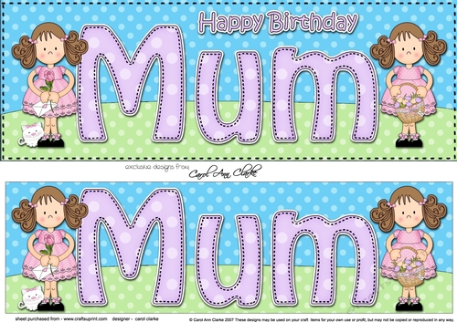 Large DL Happy Birthday MUM 3D decoupage