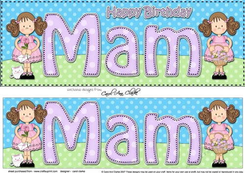 Large DL Happy Birthday MAM 3D decoupage