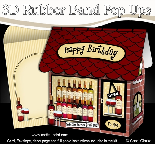 3D Shoppe Pop Up Rubber Band Card Kit  -  The Grape & Glass Wine Shop