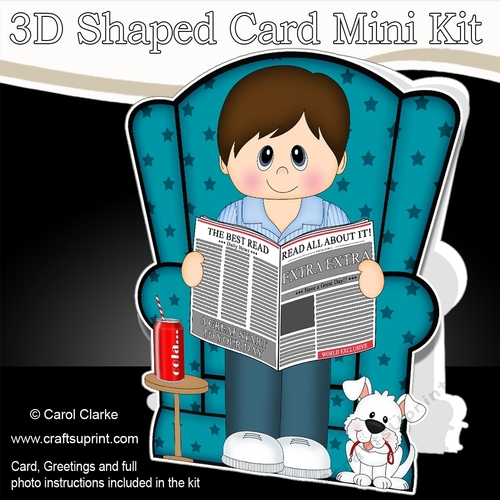 3D Shaped Card  Kit - Young Man reads the Newspaper