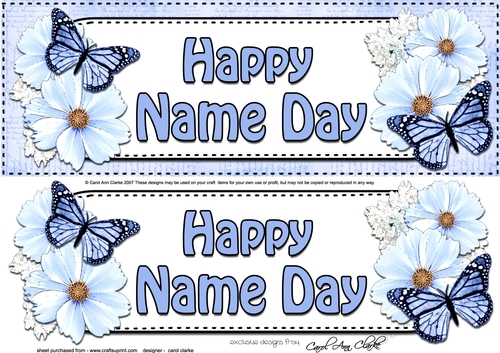 Large DL HAPPY NAME DAY Floral Butterflies 3D decoupage