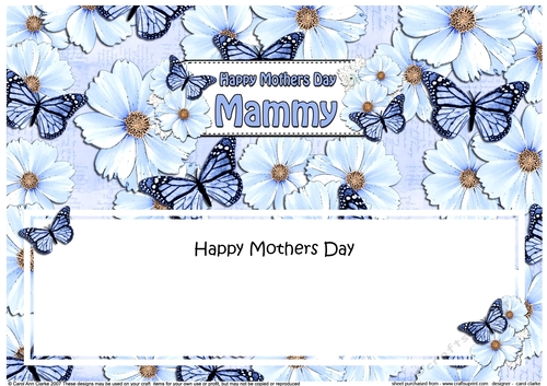 Large DL Happy Mothers Day MAMMY Floral Butterflies insert