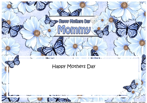 Large DL Happy Mothers Day MOMMY Floral Butterflies insert