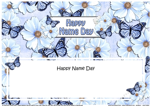 Large DL HAPPY NAME DAY Floral Butterflies 3D decoupage