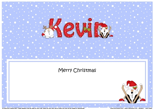 Large DL Merry Christmas KEVIN insert