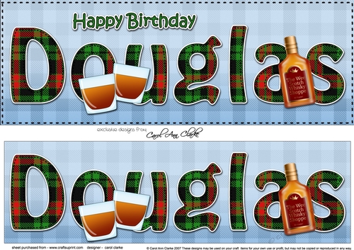 Large DL Happy Birthday DOUGLAS 3D decoupage
