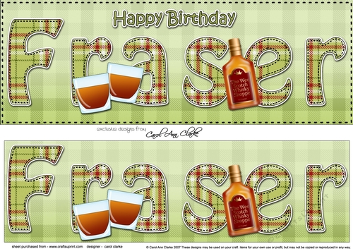 Large DL Happy Birthday FRASER 3D decoupage