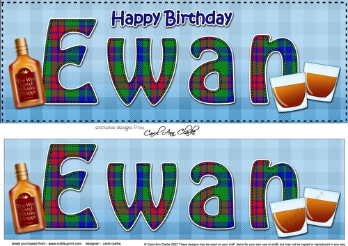 Large DL Happy Birthday EWAN 3D decoupage