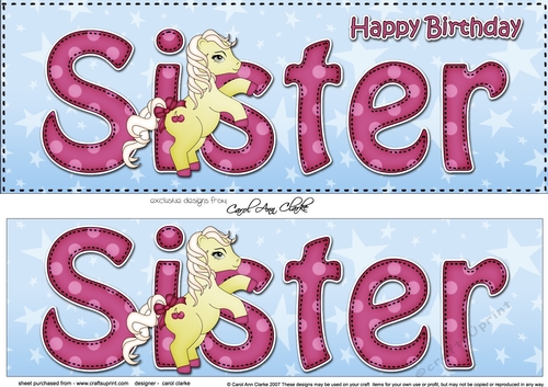 Large DL Happy Birthday SISTER 3D decoupage