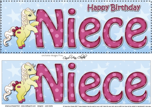 Large DL Happy Birthday NIECE 3D decoupage