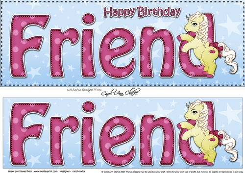 Large DL Happy Birthday FRIEND 3D decoupage