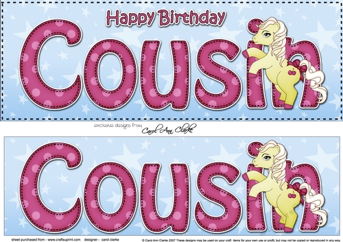 Large DL Happy Birthday COUSIN 3D decoupage
