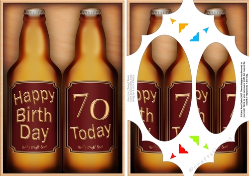 A5 Happy Birthday 70 TODAY Beer Gift Set Scallop Corners and Pyramage