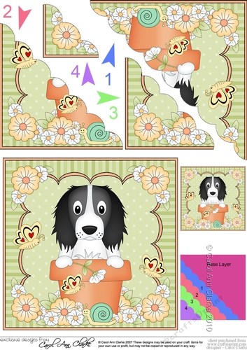 Flower Pot Friends Cute Little Springer Spaniel Dog Scalloped Corner Stacker