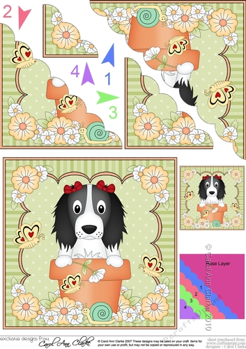 Flower Pot Friends Cute Little Springer Spaniel Dog Scalloped Corner Stacker