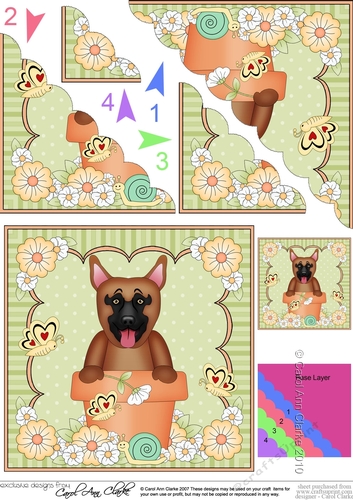 Flower Pot Friends Cute Little German Shepherd Dog Scalloped Corner Stacker
