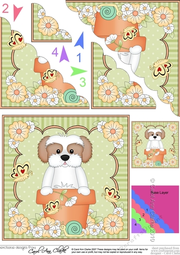 Flower Pot Friends Cute Little Cavachon Dog Scalloped Corner Stacker