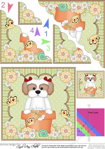 Flower Pot Friends Cute Little Cavachon Dog Scalloped Corner Stacker