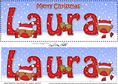 Large DL Merry Christmas LAURA 3D decoupage 