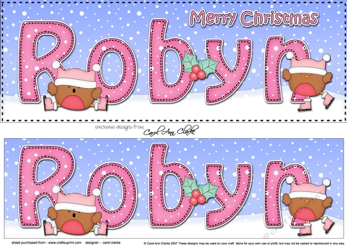 Large DL Merry Christmas ROBYN 3D decoupage 