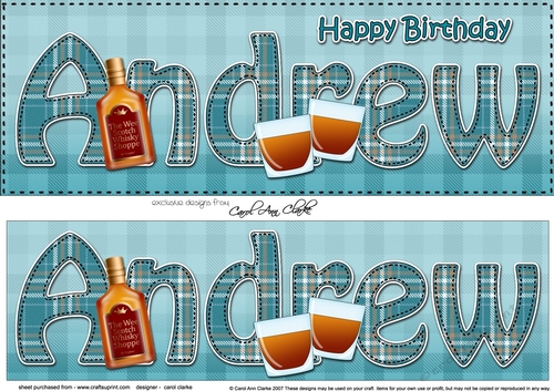 Large DL Happy Birthday ANDREW 3D decoupage